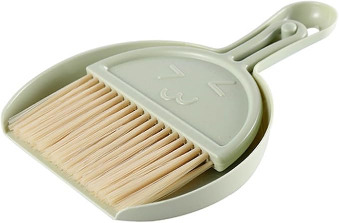 Broom with Dustpan Combo Set, Mini Lightweight Compact Dust Pan and Brush Set with Handle,Household Portable Handheld Dust Pan for Indoor Keyboards Office Kitchen Pet Sweeping Desks Outdoor Table