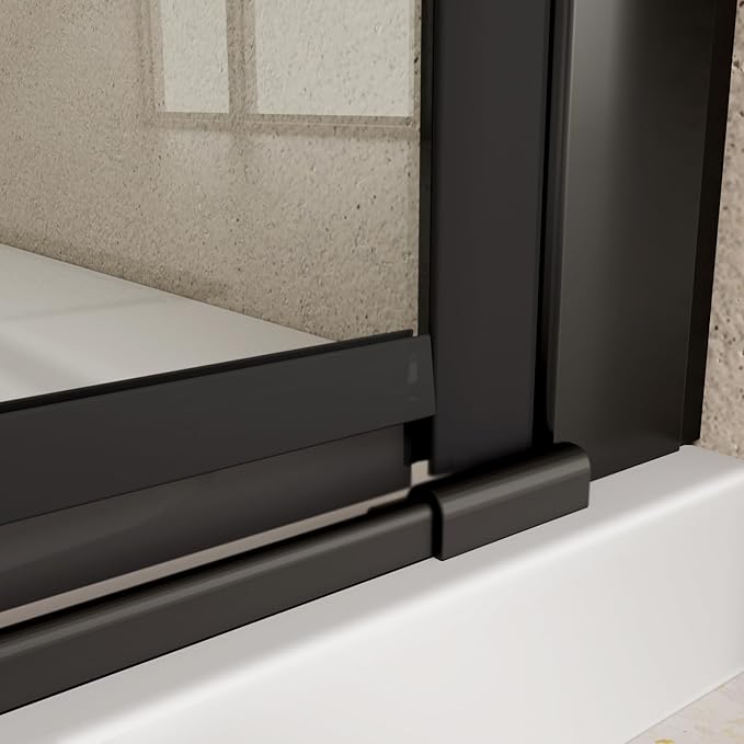 Bifold Shower Door, Royal Guard 34" W X 72" H Frameless Glass Shower Door with 1/4" (6mm). Clear Tempered Shower Glass Door,Pivot Swing Shower Doors,Matte Black