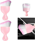 Ziciner 2 PCS Car Detailing Brush, Curved Soft Bristles Auto Removal Dust Collectors, Universal Vehicle Dashboard, Air Conditioner Vents etc Interior Cleaning Tool Accessory (Pink/Pink)