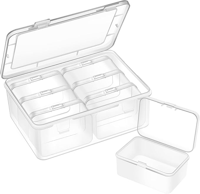 Mathtoxyz Small Bead Organizers and Storage, Clear Storage Containers Rectangle Bead Holder Plastic Cases Transparent Boxes for Nail DIY Craft Making Jewelry Battery Screw