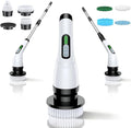 Electric Spin Scrubber for Bathroom: Shower Scrubber with Long Handle, Dual Speed Cordless Power Cleaning Scrub, 7 Brush Heads, IPX7 Waterproof Heavy Duty Cleaner Tools for Tub Tile Grout Wall
