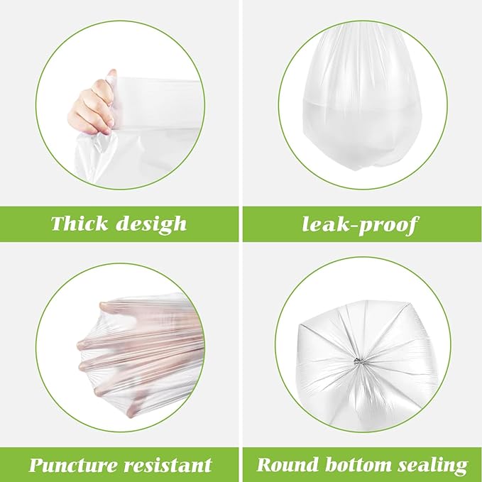 1.2 Gallon(Fit 1-1.2Gal)100 Counts Strong Trash Bags 1 Gallon 1.2 Gallon Garbage Bags by Teivio, Waste Basket Liners,Bathroom Trash Can Bin Liners, Small Plastic Bags for Home Office Kitchen(Clear)