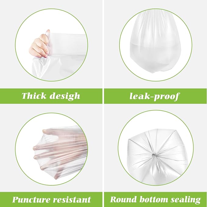 0.5 Gallon Mini 11" x 12" Trash Bags, Tiny Bathroom Garbage Can Liners by Teivio, Small Plastic Bags for Desktop Trash Bin/Dog/Poop Car, Fit 2 Liters or Less Can (250 Counts, Clear)