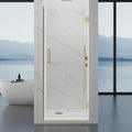 Framelss Single Swing Hinged Shower Door, 28" W x 76" H Pivot Shower Door, 5/16" (8mm) Tempered Glass with Nano Coating, SGCC Certified, Glass Door for Walk-in Shower - L02-28 (Brushed Gold)