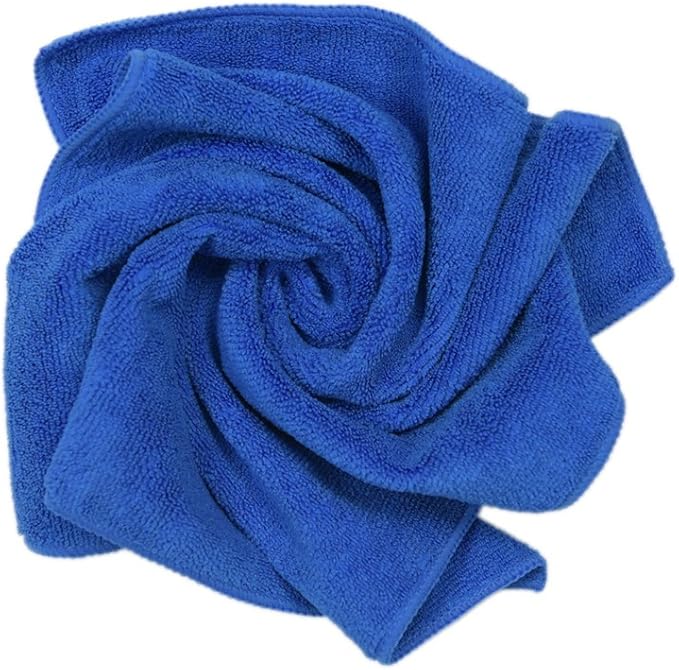 CARCAREZ Premium Microfiber Detailing Towels, 340 GSM Lint Free Car Buffing Waxing Polishing Drying Towel, Pack of 6 (Blue)