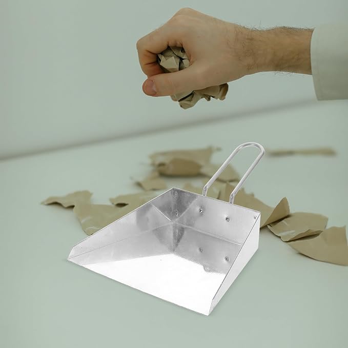 Mini Stainless Steel Handheld Dustpan, Heavy Duty Small Flat Cleaning Dust Pan for Kitchen, Desk, Office, Indoor and Outdoor Use