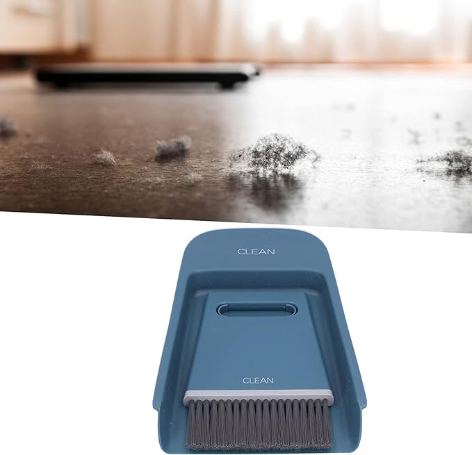 Handheld Broom and Dustpan Set Small Dust Pan and Brush Set, Small Broom and Dustpan Set, Portable 3 in 1 Mini Squeegee Dustpan and Cleaning Brush Set for Office Cleaning, Desk