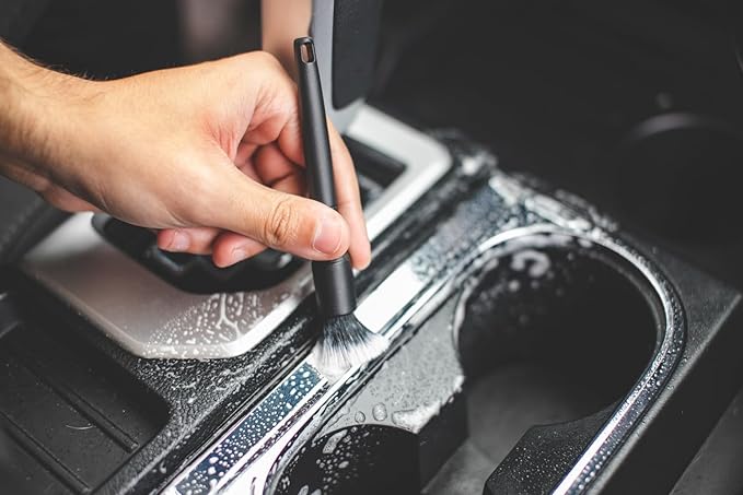 Detail Factory - Boar Hair Detailing Brush Short-Handle + Long-Handle Combo Kit - Comfortable Grip and Heavy-Duty Scrubbing for Interior, Exterior, Engine Bay, Wheels, Exhaust Tips, Red + Black