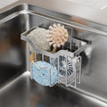 Stainless Steel Sink Drainer Rack with Wall Mount, Kitchen Sponge Holder and Organizer for Efficient Cleaning Tool Storage (True Colors)