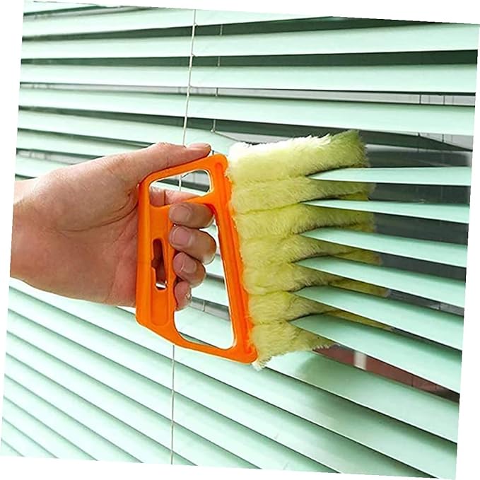 7-Finger and 3-Finger Blinds Cleaning Brushes 2pcs, Sturdy Window Shutter Brush Set with Handle, Multi-Purpose Dusting Tool for Air Conditioner and Window Blinds Cleaning