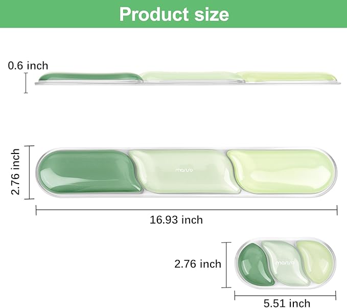 MOSISO Gel Keyboard Wrist Rest&Wrist Support for Mouse, Streamlined Ergonomic Soft Cooling Gel Mousepad Pain Relief Easy Typing Pad Non-Slip Computer Laptop Home/Office, Green