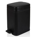 rejomiik Small Bathroom Trash Can with Lid Slim Soft Close Garbage Can Step Wastebasket Container Trash Bin for Office Bedroom Kitchen Living Room (1.9 Gallon Black)