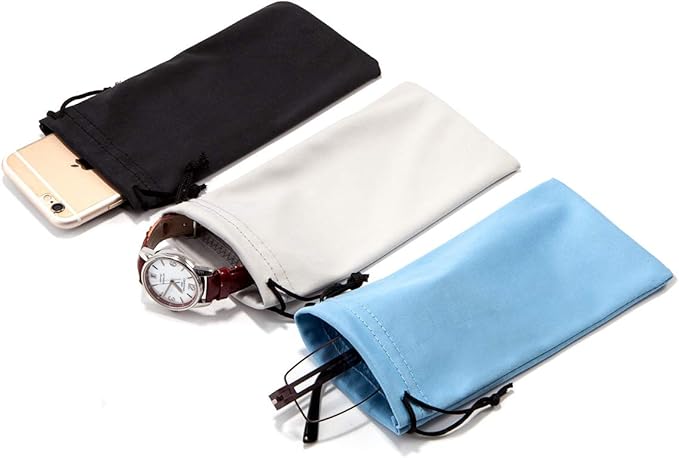 TRIUMPH VISION Soft Eyeglass Pouch 3 Pack - Pouch for glasses Microfiber Screen Cleaning Bag