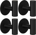 4 Pack Adhesive Hooks, Heavy Duty Adhesive Wall Hooks, Waterproof Stainless Steel for Bedroom Kitchen Hotel Office(4 Pack, Matte Black)