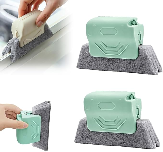 Magic Window Track Cleaner, 2026 New Window Groove Cleaning Brush Tools Set, Hand-held Window Track Cleaner Brushes Tools Set for Window lides Gaps Tile Lines Shutter Car Vents (Green 2pcs)