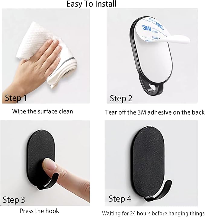 Sticky Adhesive Hooks 10 Pack Stainless Steel Stick Hooks for Hanging Towel Coat Bath Robe Key Loofah Metal Utility Hook for Kitchen Bathroom Shower