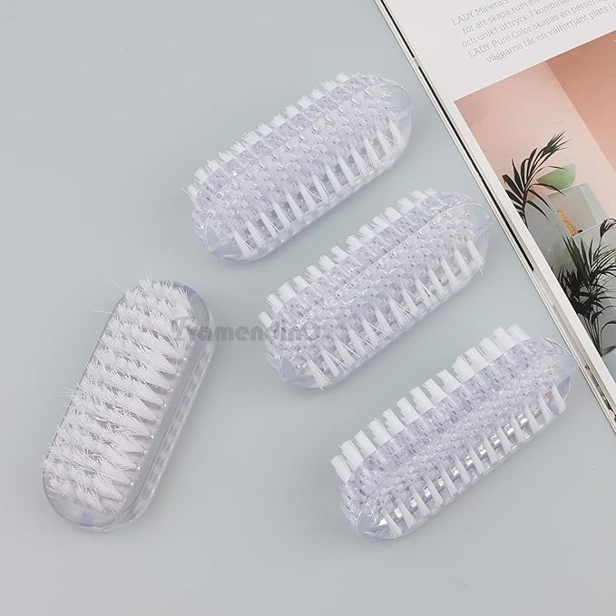Framendino, 4 Pack Cleaning Nail Brushes Two Sided Hand Scrubbing Brush Plastic Fingernail Toes Scrubber for Women Men