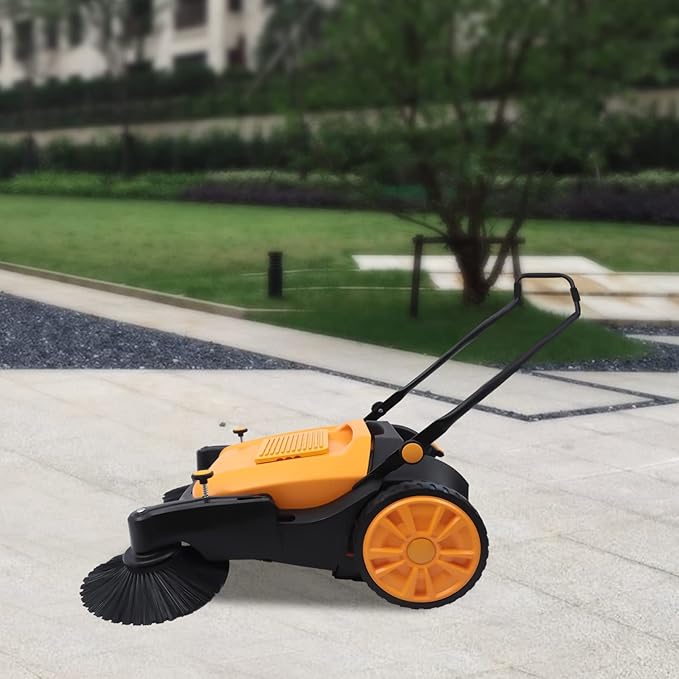 Floor Sweeper, 41" Hand-Push Sweeping Sweeper, Lawn Sweeper Portable Street Sweep Tool, Hand-Push Self-Propelled Cleaner, Carpet Sweeper, Outdoor Sweeper for Industry Home Factory