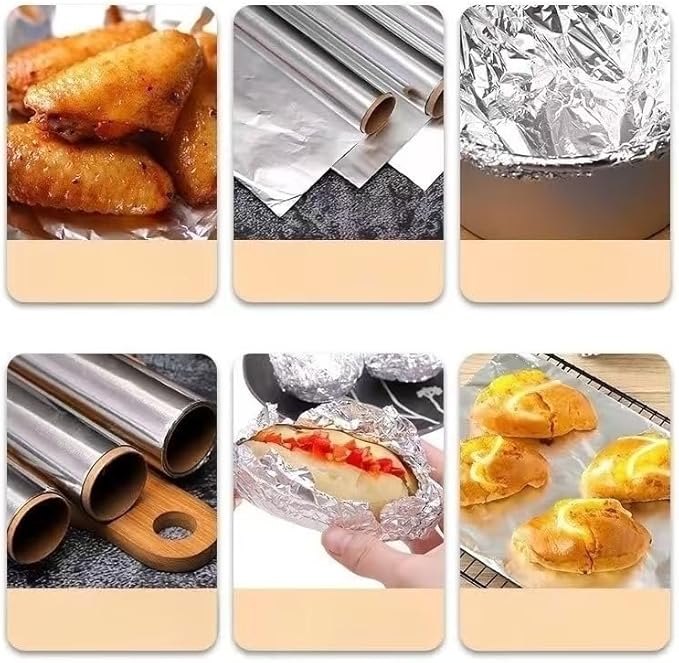 Roll Pack Aluminum Foil, 100 Square Feet, 10 Microns Thick, Food Grade Tin Foil, Used for Thickening Aluminum Foil for Grilling, Baking, Air Fryers and Ovens