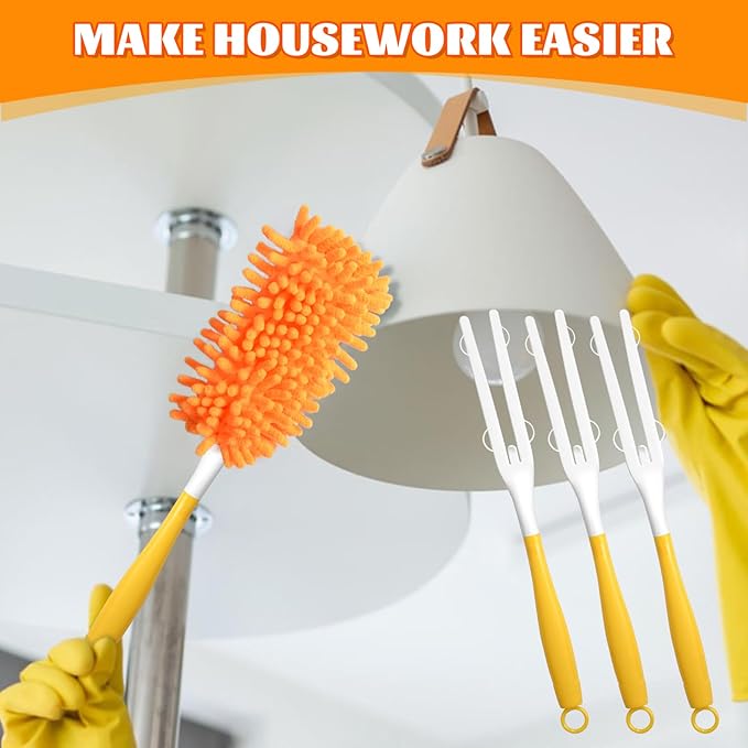 5 Pack Replacement Duster Handles – Compatible with Swiffer Duster Refills, Extendable & Detachable Mop Handles for Tight Spaces (Yellow)