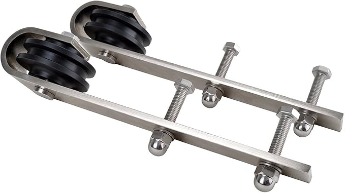 Stainless Steel J-Shape Basic Contemporary Sliding Barn Door Hardware Kit Single Door 5.5FT-Track (1700mm) One-Door Hardware Kit