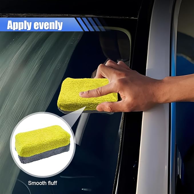 12PCS Ceramic Coating Applicator Sponge, Microfiber Rectangular Auto Polishing Cleaning Pads, Universal Automotive Detailing Sponge for Car Wax, Paint, Sealant Application (Yellow)