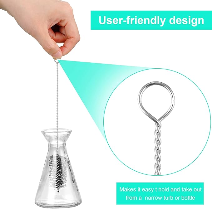 Reusable Straw Cleaning Brushes Bottle Test Tube Long Straw Cleaning Brush Nylon Washing Tool Reusable Bottle Brush in Different Size (Sky Blue-Black,16 Pieces)