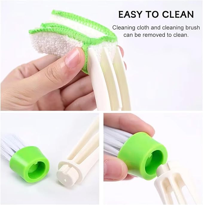 2 PCS Mini Duster for Car Air Vent, Double Ended Automotive Air Vent Microfiber Duster & Brush, Dust Collector Cleaner for Keyboard Window Leaves Shutter, Car Accessories (Green)