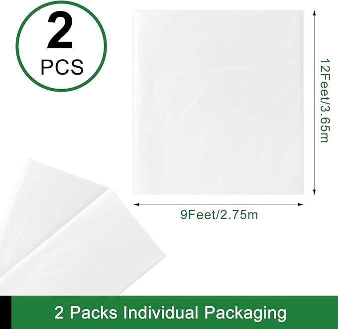 2-Pack 9x12 ft Painter Plastic Drop Cloths Sheet,Waterproof Anti-dust Cover, Disposable Tarp for Painting for Couch/Furniture Cover
