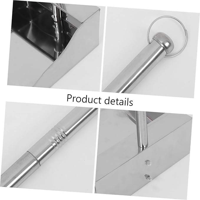 Heavy Duty Long Handled Dust Pan Ergonomic Stand Up Trash Dustpan for Home Garage and Lobby Extra Capacity Stainless Steel Construction No Bending Required