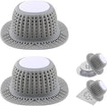 2 Pack Bathtub Drain Hair Catcher for Dog Hairs, Silicone Shower Hair Catcher, Dog Hairs Drain Protector for Pop-Up and Regular Drains of Shower, Tub, Bathroom and Sink, Grey