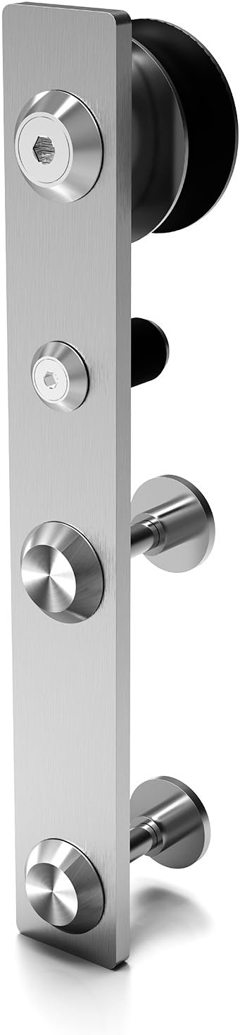 CCJH Stainless Sliding Barn Door Hardware Kit 9ft Heavy Duty for Single Wooden Door (Flat Shape Hanger)