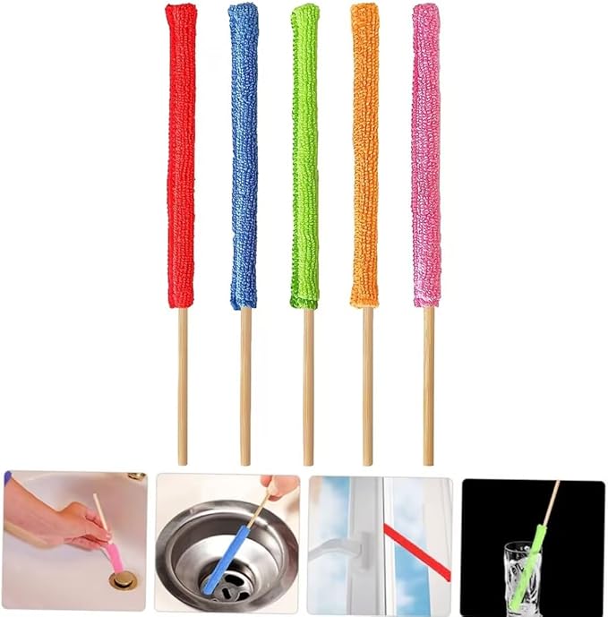 6Pcs Multiple Colors Small Dusters for Cleaning, Microfiber Detail Duster Sticks Crevice Cleaning Tool for Car Vent/Fan/Blind/Window Dusting