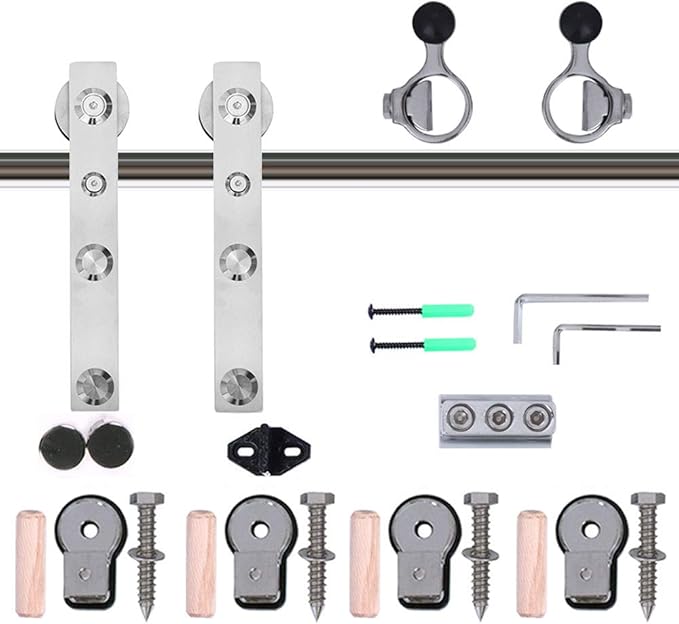 TSMST 9FT Sliding Barn Door Hardware Kit, Stainless Steel Heavy Duty Sturdy Barn Door Track for Single Wood Door, Slide Smoothly Quietly (L Style)