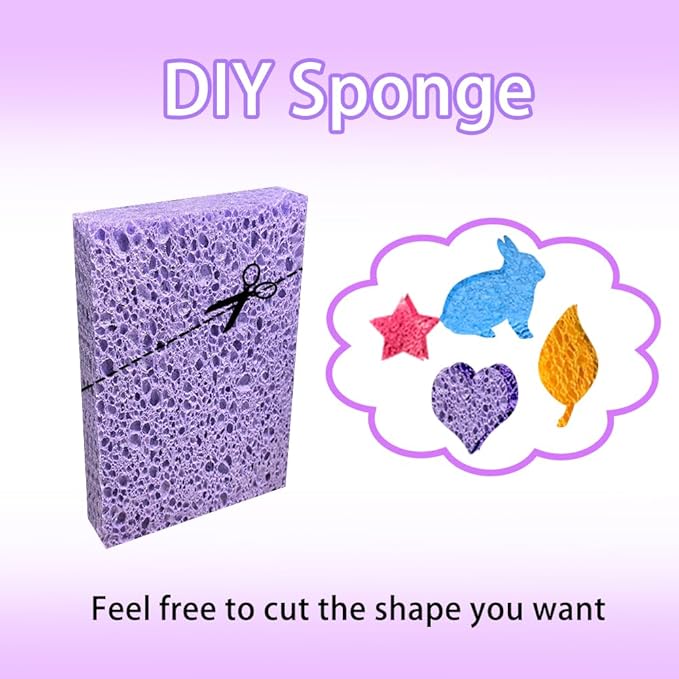 Cellulose Sponges for Dish,Heavy Duty Scrub Kitchen Sponge,Messes Without Scratching Sponges Kitchen,Pop Up Eco Sponges,DIY(10Pack)