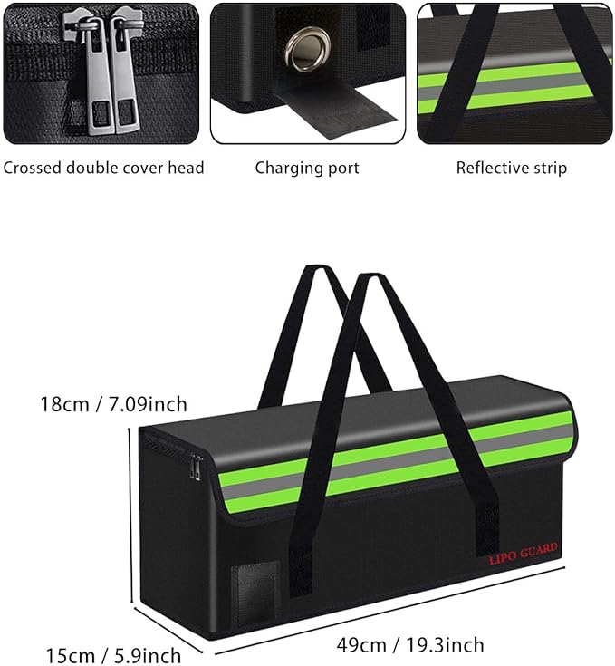 Lipo Battery Safe Bag Large Capatity Fireproof Bag for Ebike Lipo Battery Other Batteries Storage Charging Transport Home Office Travel Safe Storage Pouch
