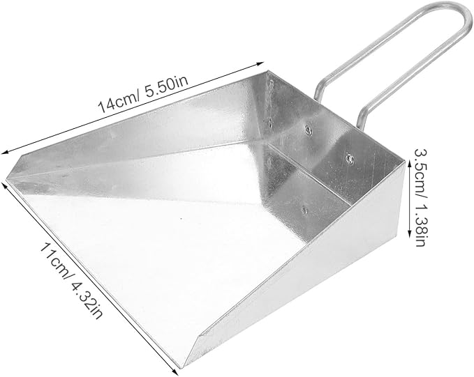 Toyvian Stainless Steel Handheld Dustpan Mini Flat Heavy Duty Tabletop Garbage Shovel for Kitchen Office Car Cleaning