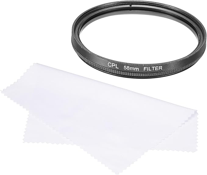 MECCANIXITY 58mm Circular Polarizer Filter, Double Sided Multi-Layer Coatings Polarizing Filter with Cleaning Cloth for Camera Lens