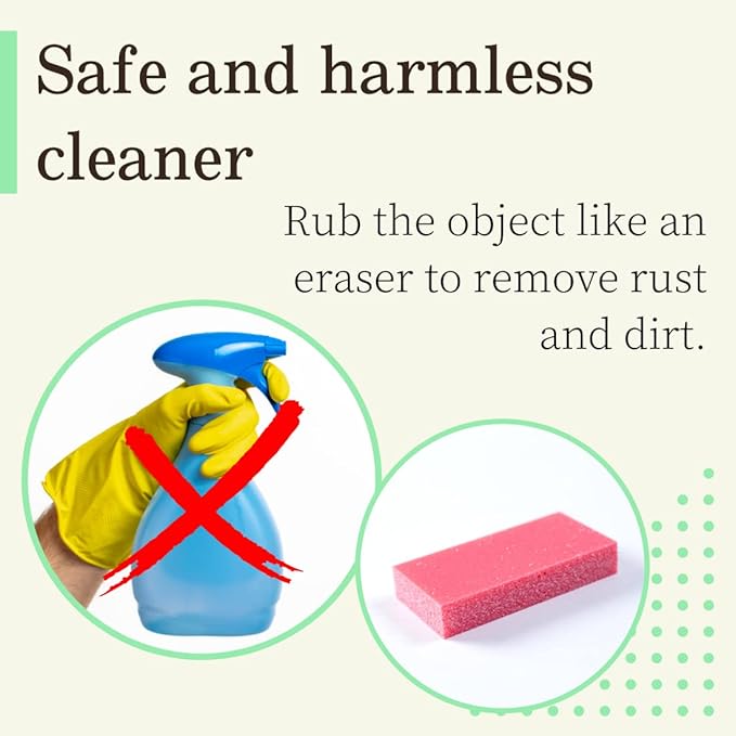 Rust Eraser for Knives Kitchen Stoves Wood Finish and Bicycles Multi Purpouse Cleaning Rubber Eraser Remover Dirt Stains (Extra coarse) Made in Japan, Set of 2