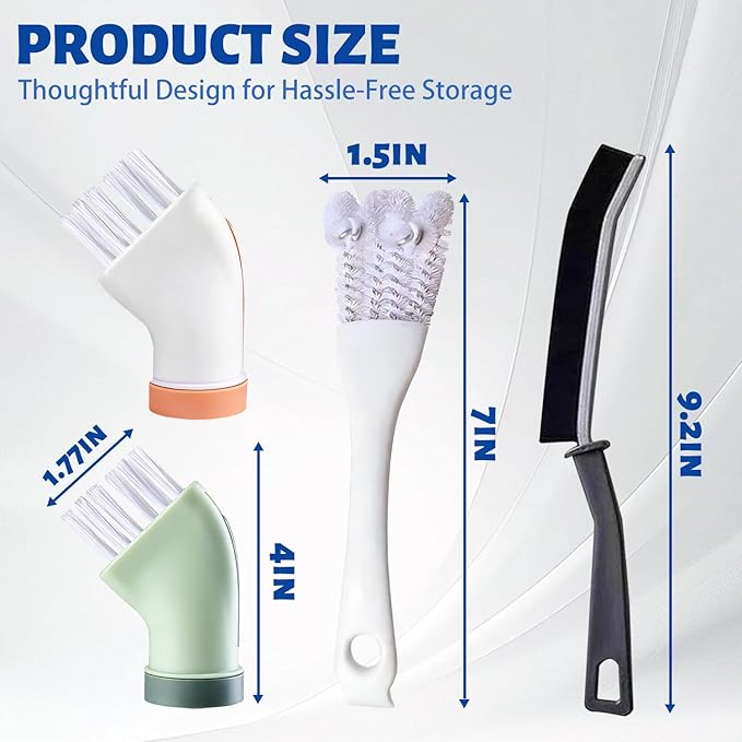 Crevice Cleaning Brush Set，Grill Brush，Hard Bristle Crevice Cleaner Connected to Mineral Water Bottle，for use in: Kitchen, Bathroom Sinks and Corners, Crevices, Window Tracks, and Tight Spaces.4pcs