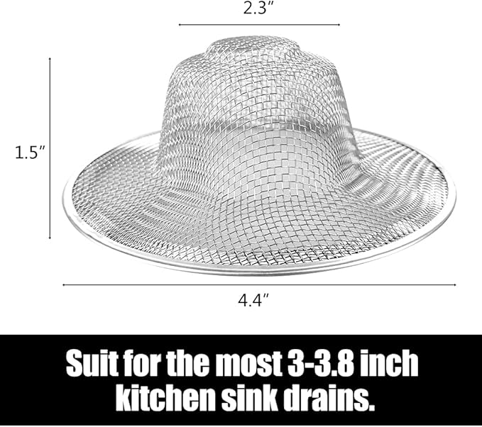 10pcs Mesh Sink Strainer, 4.5" Diameter Stainless Steel Slop Basket Filter Trap, Metal Kitchen Drain Strainer, Hair Basket Drain - Fits Most Kitchen Sinks, Bathroom Sinks,Shower Drains,Floor Drain