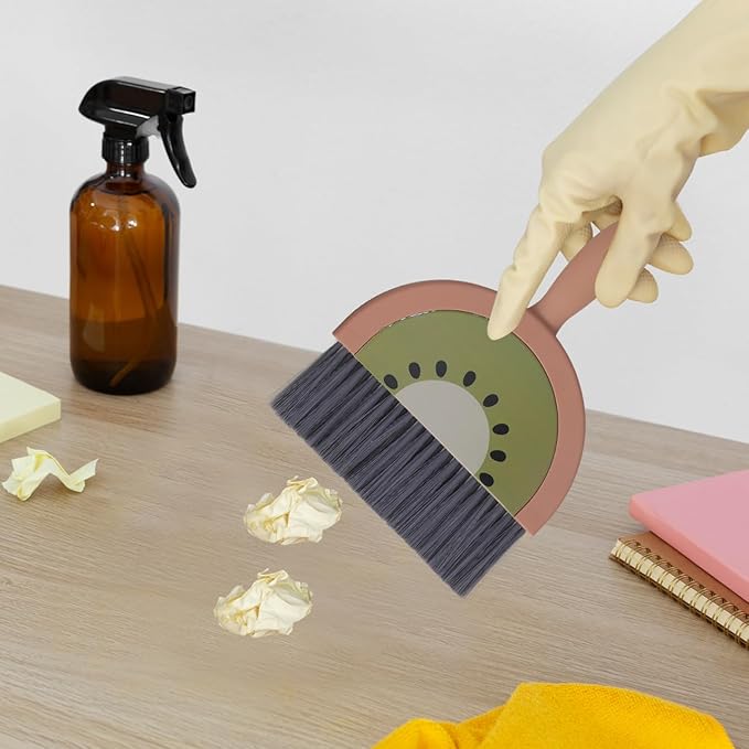 VOSAREA Mini Broom Set with Dustpan for Efficient Desk Cleaning Compact Handheld Brush for Home and Office Use