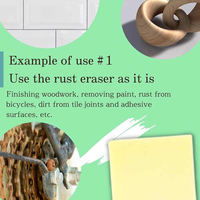 Rust Eraser for Knives Kitchen Stoves Wood Finish and Bicycles Multi Purpouse Cleaning Rubber Eraser Remover Dirt Stains (Fine) Made in Japan, Set of 2