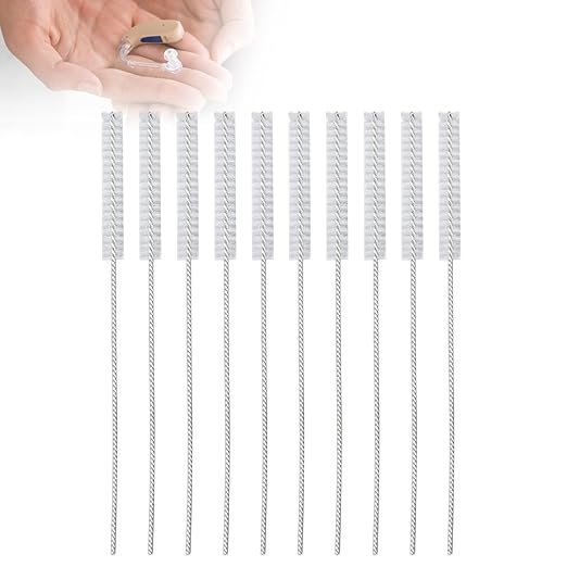 10 Pcs Hearing Aid Vent Tube Cleaning Brush, Professional Nylon Hair Hearing Aid Tube Cleaning Tool Accessory for Clean Small Holes or Pipes