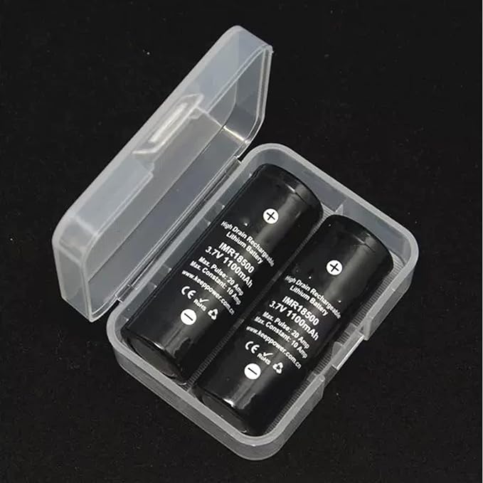 Heyiarbeit Battery Organizer Box PP Battery Storage Case Battery Holder Storage for 18500 Carrying Battery Transparent 2Pcs