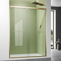 Brushed Gold Glass Shower Door,56-60 inch Wide x 72 inch Height Bathroom Sliding Door with Stainless Steel Double Handles,Reversible Easy Installation Walk in Doors with 1/4 inch Clear Tempered Glass