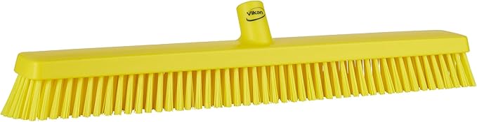 Vikan 31956 24" Heavy-Duty Push Broom, Soft/Stiff, Yellow