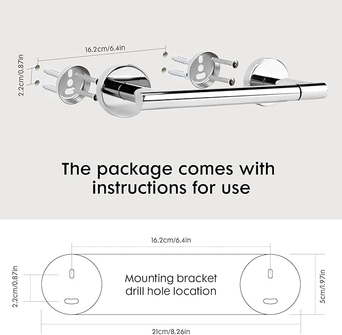 Polished Chrome Toilet Paper Holder Set, Stainless Steel Towel Ring, Double Post Pivoting Toilet Paper Holder and Hand Towel Holder Set for Bathroom, Bathroom Hardware Accessories Set Silver