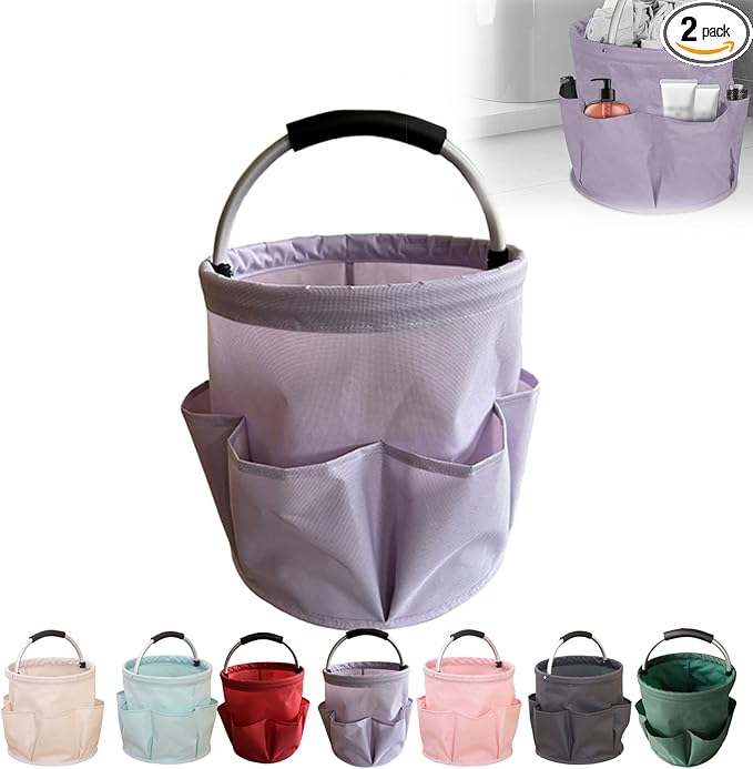 Professional Cleaning Caddy Organizer - 11" Wearable Cleaning Supply Bag with Adjustable Shoulder Strap & Handle - Housekeeper Essentials Organizer for Detailing Tools & Supplies (Purple)