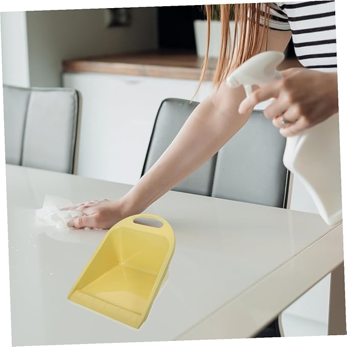 BESPORTBLE Handheld Dustpan Small Collector 2pcs with Handle Lime Yellow for Home Cleaning Desktop Trash Dustpan Household Office Use